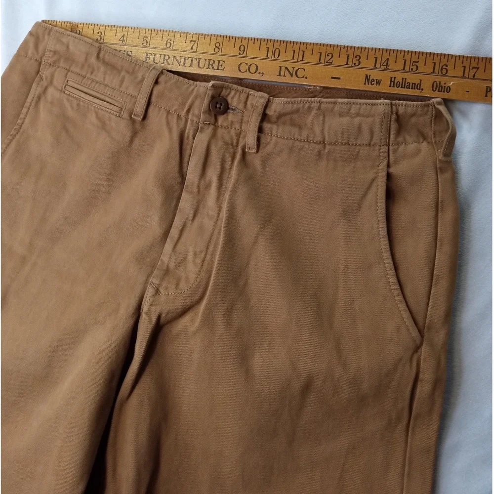 Wallace & Barnes Officer Chino Mens 32x30 Brown Selvedge Cotton Field Trousers